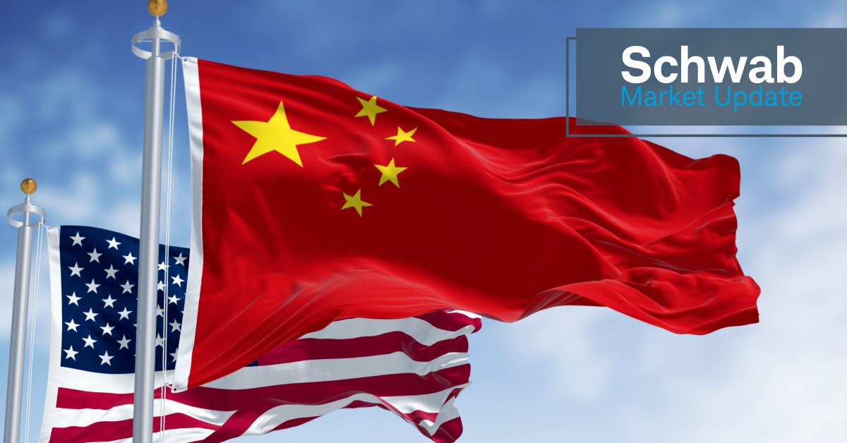 Schwab Market Update: Chinese and American flags side by side.