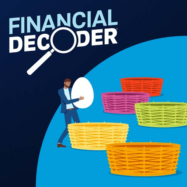 Investor choosing which basket to put their nest egg in