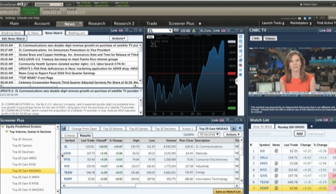 Financial trading tools displayed on a computer and a woman pictured in the top right corner